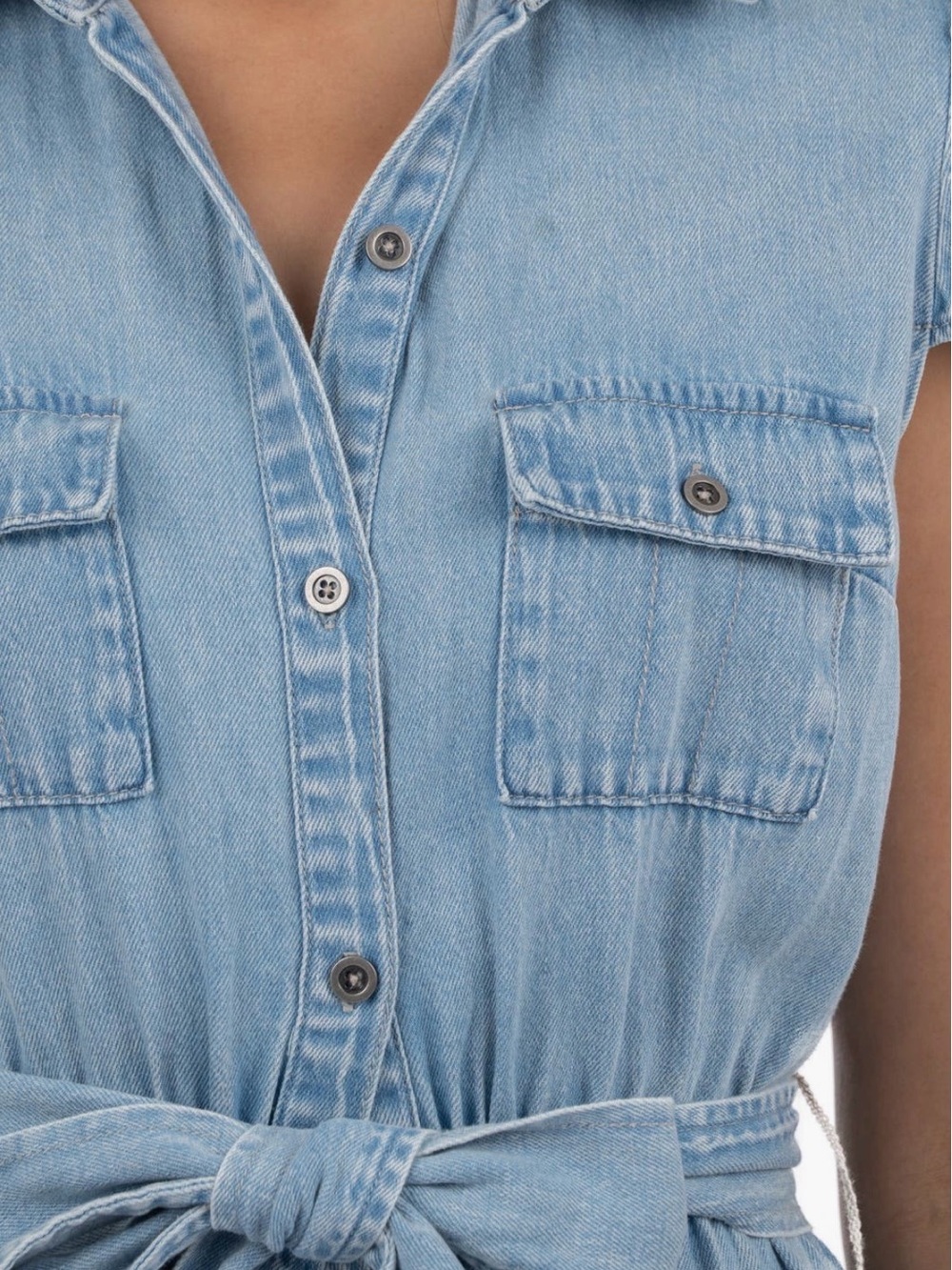 Kut from the Kloth Light Blue Denim Tiered Button-Front Maxi Dress - Picture 4 of 10
